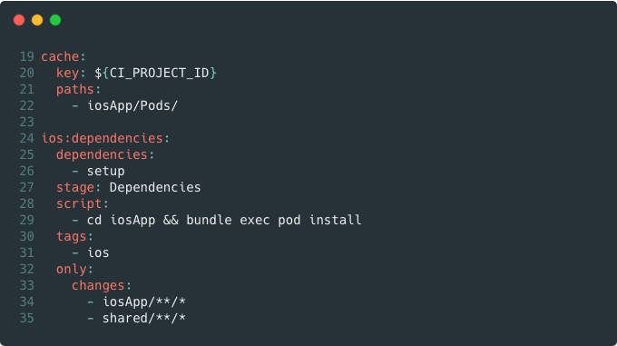 GitLab CI dependencies stage screenshot