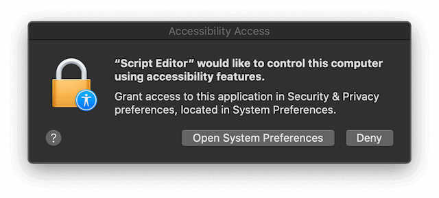 AppleScript warning screenshot