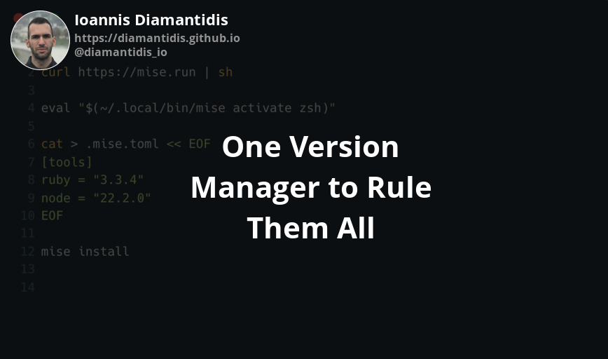 Version Management Rule One Version Manager to Rule Them All