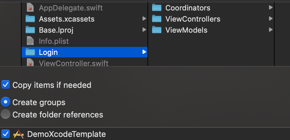Xcode Select files screenshot